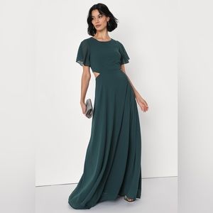 Lulu’s Garden Bliss Emerald Green Cutout Maxi Dress